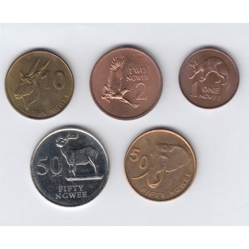 НАБОР ИЗ 5 МОНЕТ. (Упакованы в холдеры). 1 Ng., 2 Ng., 0 Ng., 50 Ng., 50 Ng., 1983-2012 - Zambia НАБОР ИЗ 5 МОНЕТ. (Упакованы в холдеры). 1 Ng., 2 Ng., 0 Ng., 50 Ng., 50 Ng., 1983-2012 - Zambia