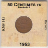 50 Сантимов 1953 - Бельгия - French text