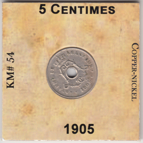5 Сантимов 1905 - Бельгия  - French text