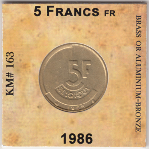 5 Франков 1986 - Бельгия - French text 5 Франков 1986 - Бельгия - French text