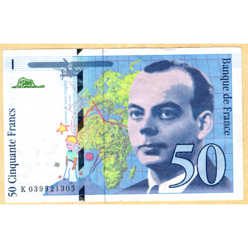 50 Франков 1997 - Франция, Сент-Экзюпери 50 Франков 1997 - Франция, Сент-Экзюпери