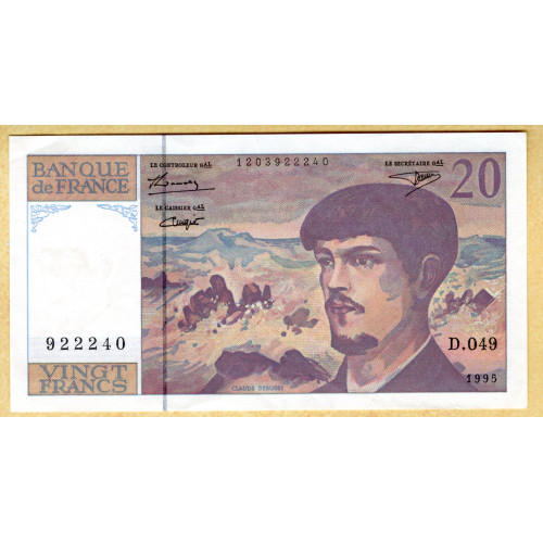 20 франков 1995 - Франция - Дебюсси 20 франков 1995 - Франция - Дебюсси