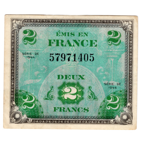 2 Франка 1944 - Франция — Военная Валюта Союзников 2 Франка 1944 - Франция — Военная Валюта Союзников
