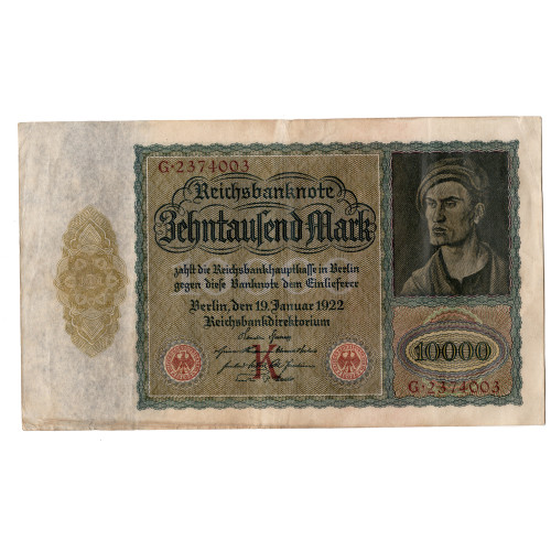 10000 Mark Reichsbanknote 1922 10000 Mark Reichsbanknote 1922