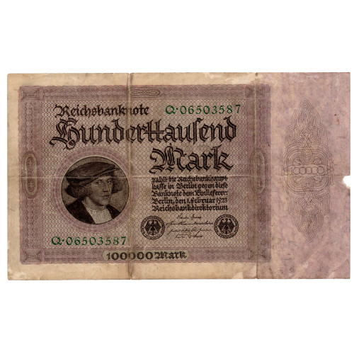 100 000 Mark Reichsbanknote 1923 100 000 Mark Reichsbanknote 1923