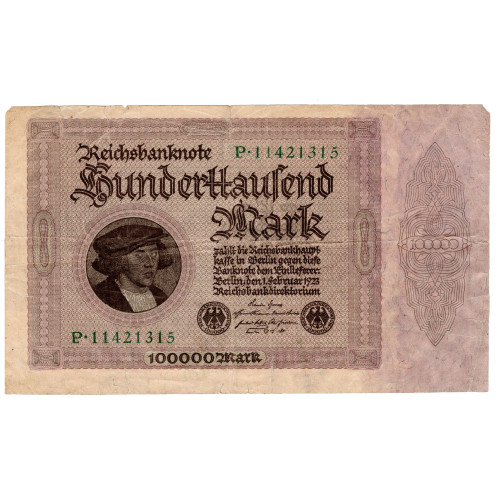 100 000 Mark Reichsbanknote 1923 100 000 Mark Reichsbanknote 1923