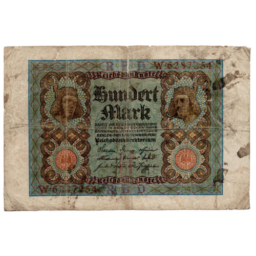 100 Mark Reichsbanknote 1920 100 Mark Reichsbanknote 1920