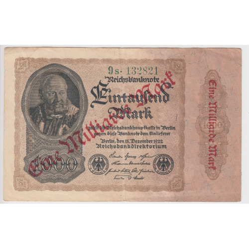 1 Million Marks 1923 - overprint on 1000 Mark P-82 1 Million Marks 1923 - overprint on 1000 Mark P-82
