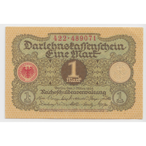 1 Mark 1920 - Darlehnskassenschein 1 Mark 1920 - Darlehnskassenschein