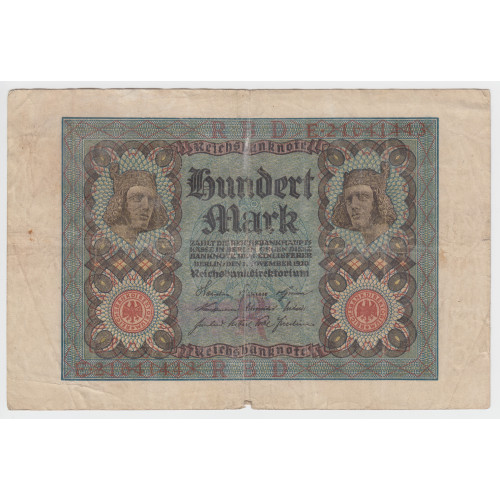 100 Mark Reichsbanknote 1920 100 Mark Reichsbanknote 1920