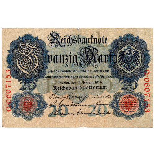 20 Mark Reichsbanknote (1914 Feb) 20 Mark Reichsbanknote (1914 Feb)