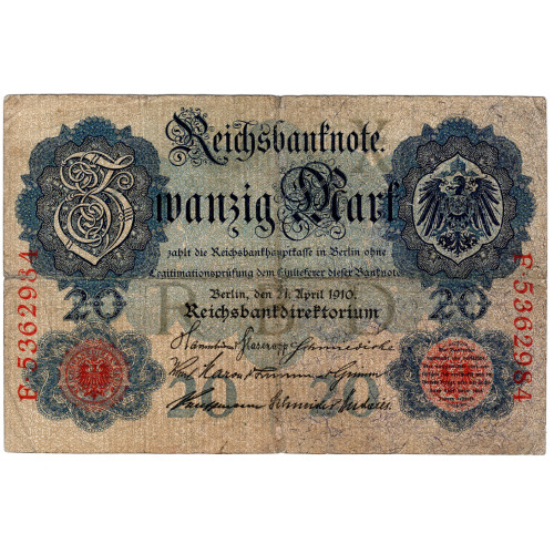 20 Mark Reichsbanknote (1910 Apr) 20 Mark Reichsbanknote (1910 Apr)