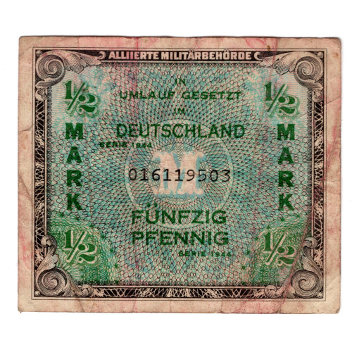 ½ Mark - Allied Military Authority 1944 - Germany - 9503 ½ Mark - Allied Military Authority 1944 - Germany - 9503