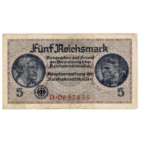 5 Reichsmark 1940-1945 - Reichskreditkassenschein 5 Reichsmark 1940-1945 - Reichskreditkassenschein