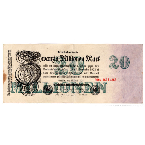 20 Million Mark 1923 - Reichsbanknote 20 Million Mark 1923 - Reichsbanknote