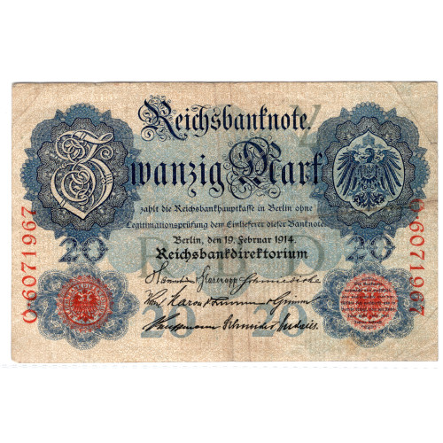 20 Mark Reichsbanknote (1914 Feb) 20 Mark Reichsbanknote (1914 Feb)