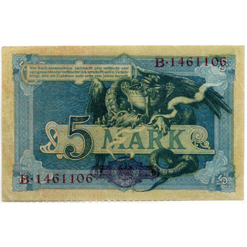 5 Mark 1904 - Reichskassenschein 5 Mark 1904 - Reichskassenschein