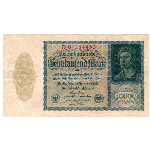 10000 Mark 1922 - Reichsbanknote, small issue 10000 Mark 1922 - Reichsbanknote, small issue