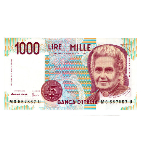 1000 Лир 1990 - Италия - Монтессори 1000 Лир 1990 - Италия - Монтессори