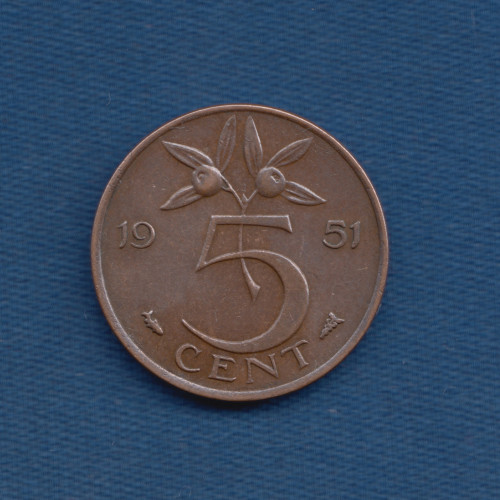 5 Центов 1951 - Нидерланды 5 Центов 1951 - Нидерланды