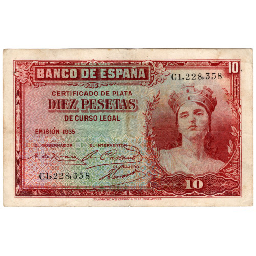 10 Песет 1935 - Испания 10 Песет 1935 - Испания
