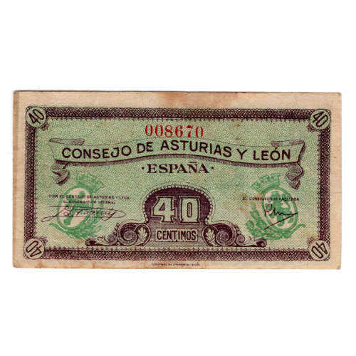 40 Cантимо 1937 - Астурия и Леон 40 Cантимо 1937 - Астурия и Леон