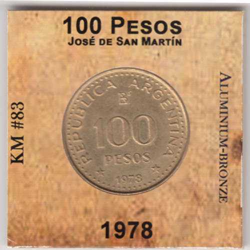 100 Песо 1978 - Аргентина - non-magnetic 100 Песо 1978 - Аргентина - non-magnetic