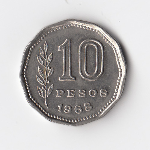 10 Песо 1968 - Аргентина 10 Песо 1968 - Аргентина