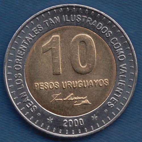 10 Песо 2000 - Уругвай 10 Песо 2000 - Уругвай